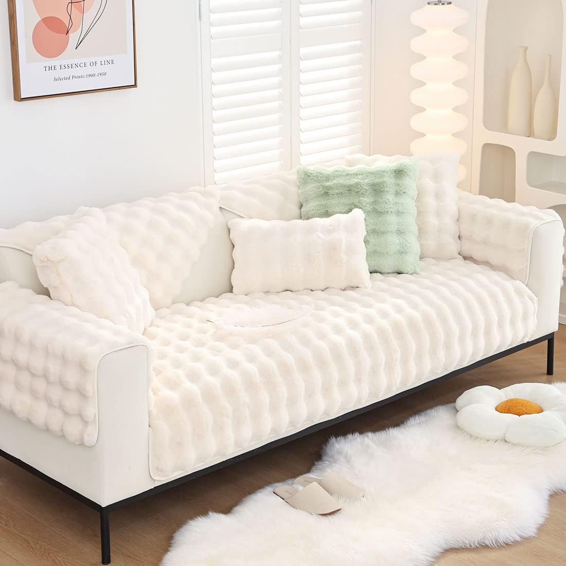 Faux Rabbit Fur Couch Cover