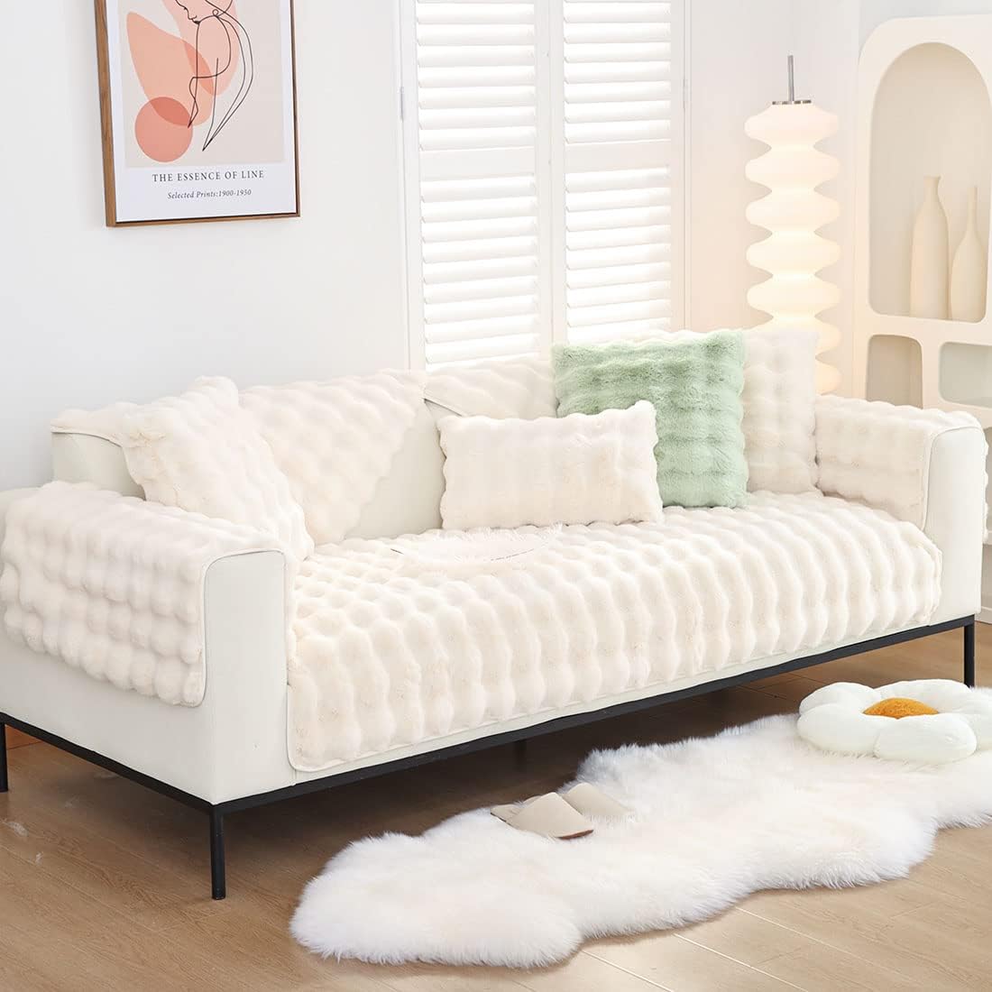 Faux Rabbit Fur Couch Cover