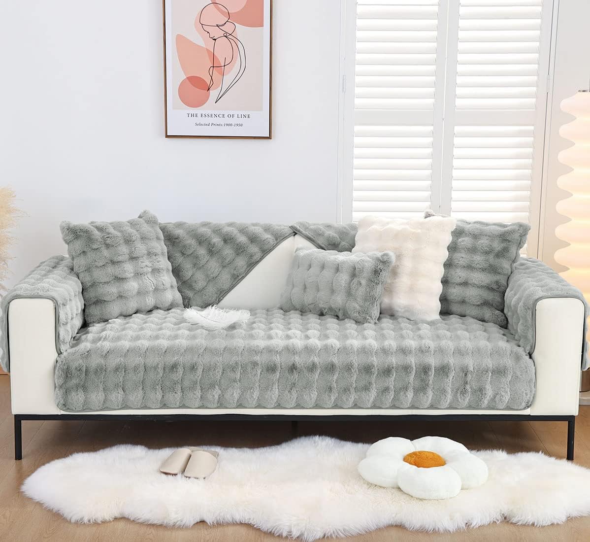 Faux Rabbit Fur Couch Cover