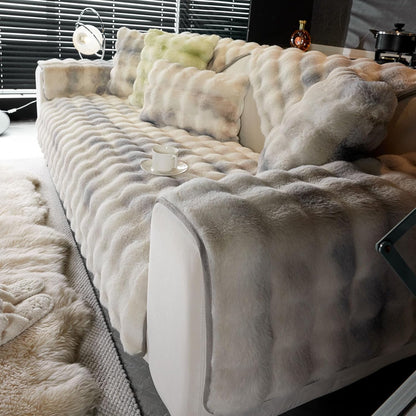 Faux Rabbit Fur Couch Cover