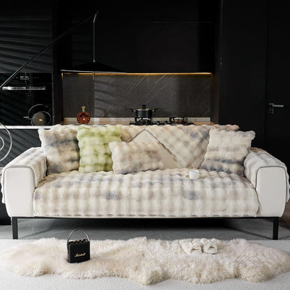 Faux Rabbit Fur Couch Cover