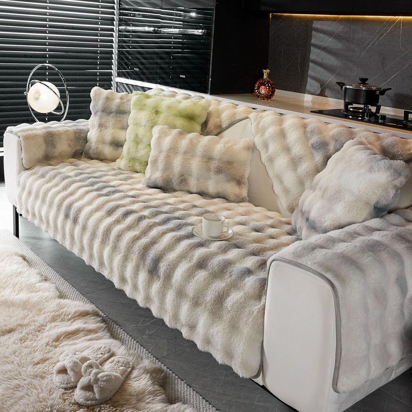 Faux Rabbit Fur Couch Cover